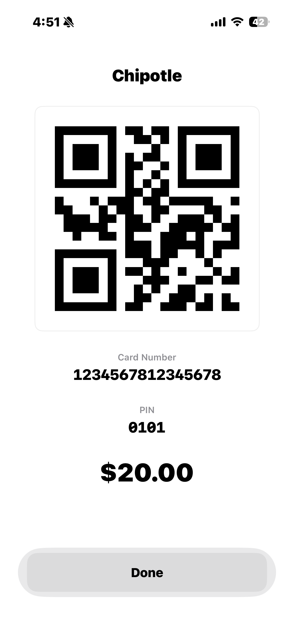 Cartava card detail with barcode